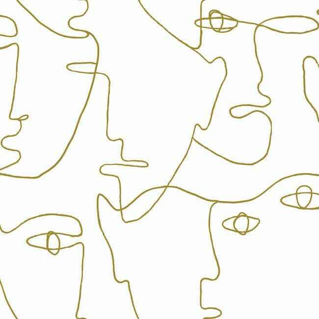 Pablo Portraits Gold Metallic Peel & Stick Wallpaper - York Wallcoverings - PSW1054RL