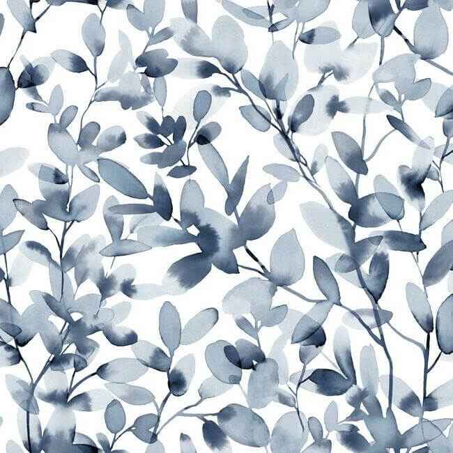 Botany Vines Blue Peel & Stick Wallpaper - York Wallcoverings - PSW1085RL