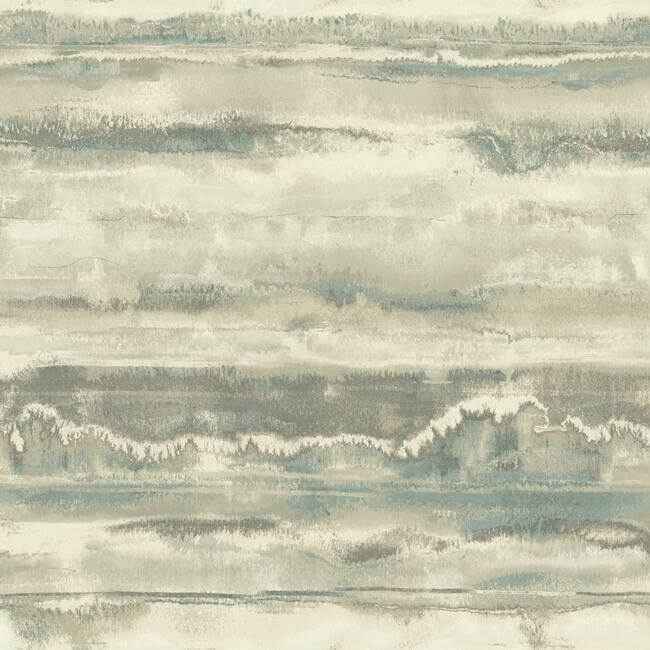 High Tide Taupe & Blue Peel & Stick Wallpaper - York Wallcoverings - PSW1105RL