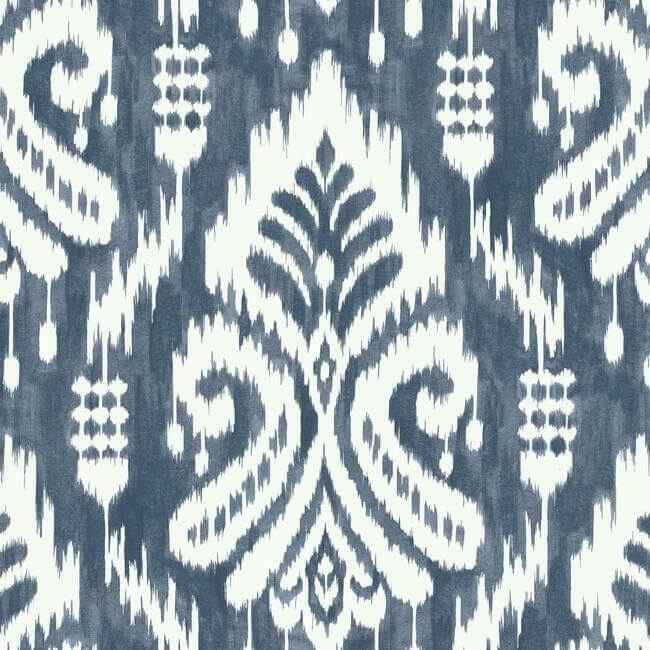 Hawthorne Ikat Blue Peel & Stick Wallpaper - York Wallcoverings - PSW1143RL