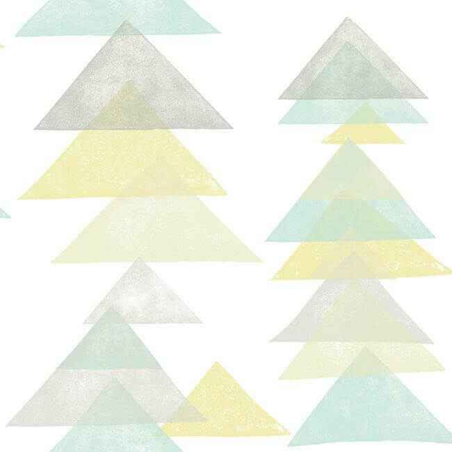 Dwellstudio Triangles Premium Peel Stick Wallpaper Aquayellow - York Wallcoverings - PSW1192RL