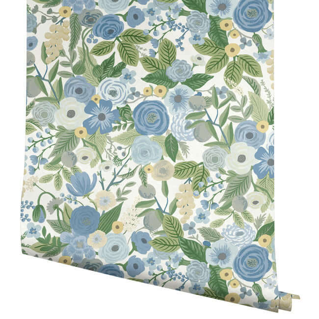 garden-party-premium-peel-stick-wallpaper-blue-green-multi-york-wallcoverings-psw1484rl - York Wallcoverings Wallpaper