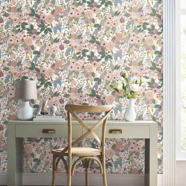 Garden Party Blush Multi Peel & Stick Wallpaper - York Wallcoverings - PSW1483RL - York Wallcoverings Wallpaper