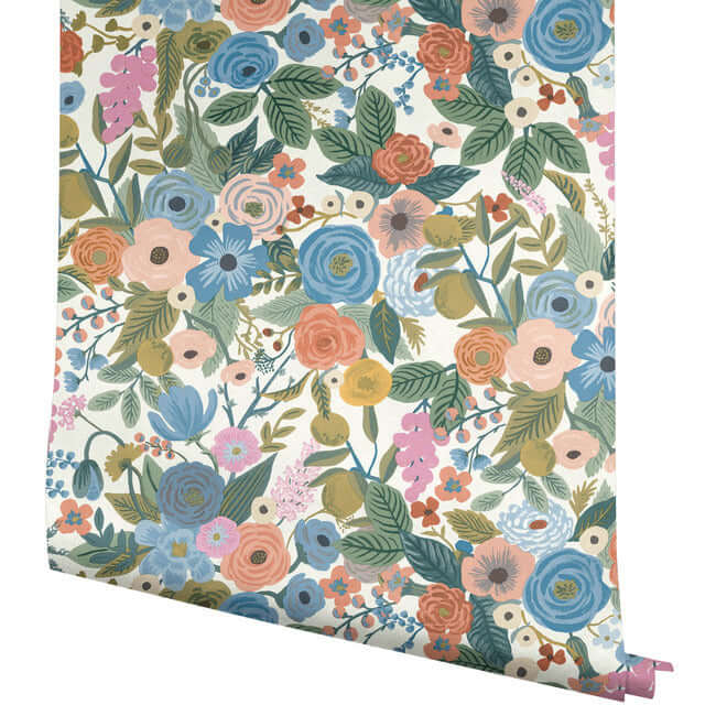 garden-party-premium-peel-stick-wallpaper-cobalt-multi-york-wallcoverings-psw1485rl - York Wallcoverings Wallpaper