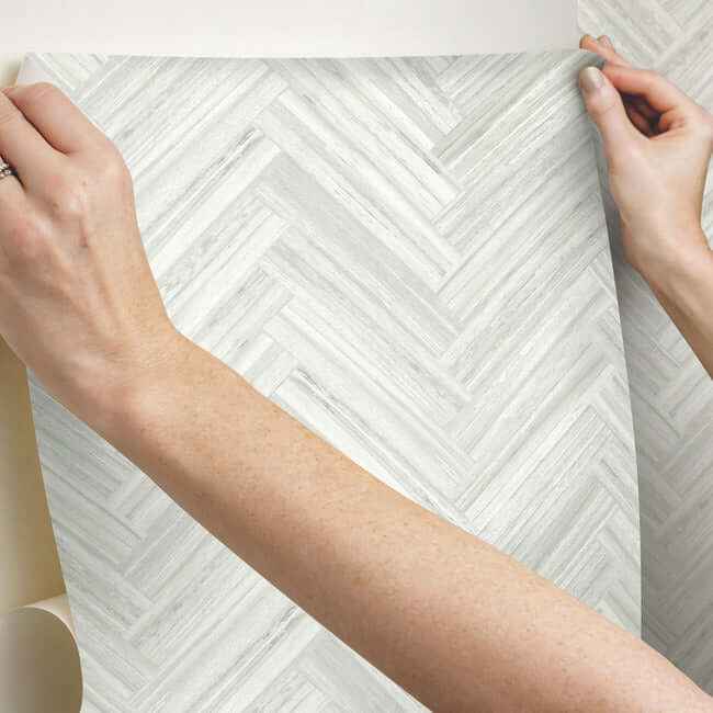 Hermosa Herringbone Beige Peel & Stick Wallpaper - York Wallcoverings - PSW1287RL - York Wallcoverings Wallpaper