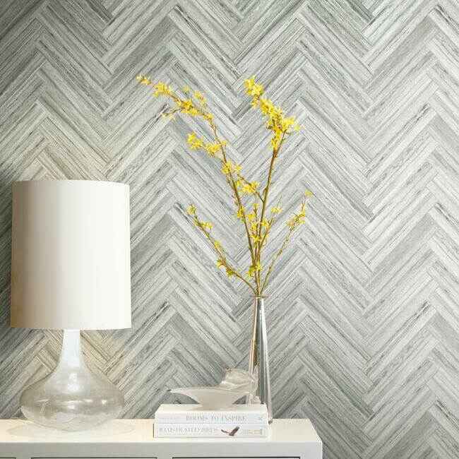 Hermosa Herringbone Grey Peel & Stick Wallpaper - York Wallcoverings - PSW1288RL - York Wallcoverings Wallpaper