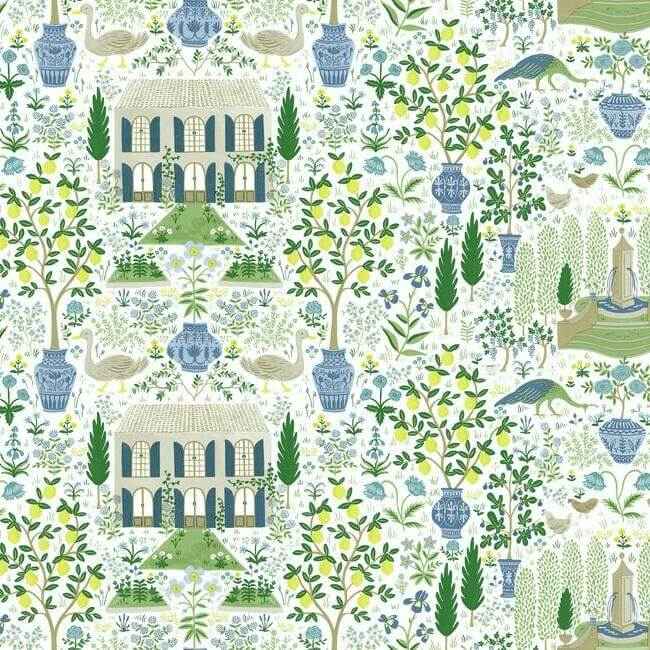 Camont Blue & Green Wallpaper - York Wallcoverings - RI5109