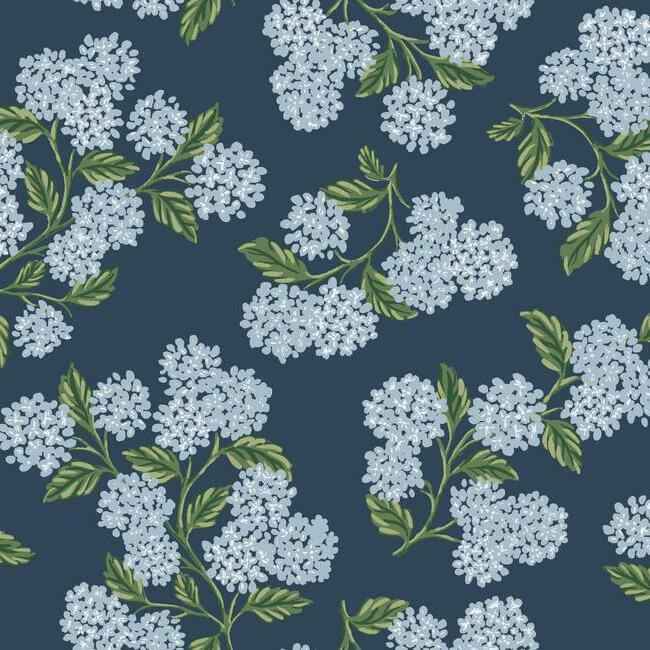 Hydrangea Navy Wallpaper - York Wallcoverings - RI5142