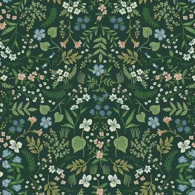 Wildwood Hunter Green Wallpaper - York Wallcoverings - RI5156