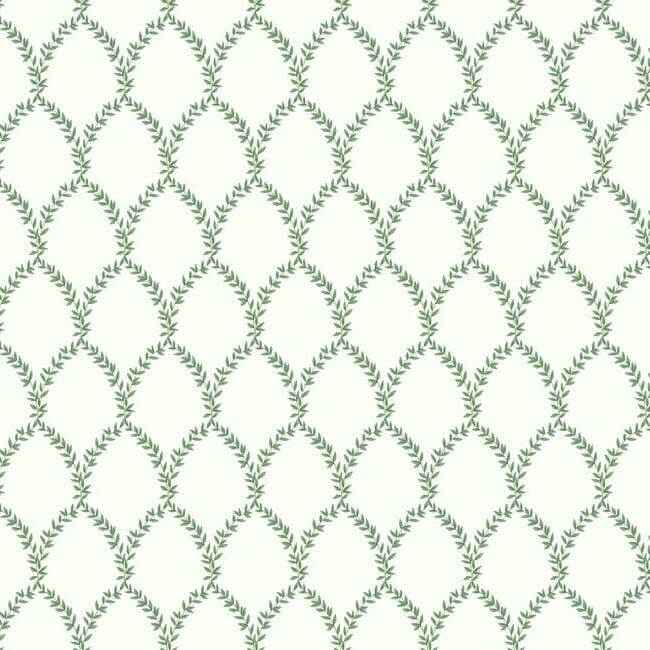 Laurel Green & White Wallpaper - York Wallcoverings - RI5178
