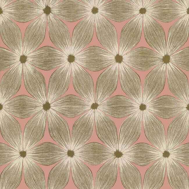 Everlasting Coral & Gold Wallpaper - York Wallcoverings - CI2301