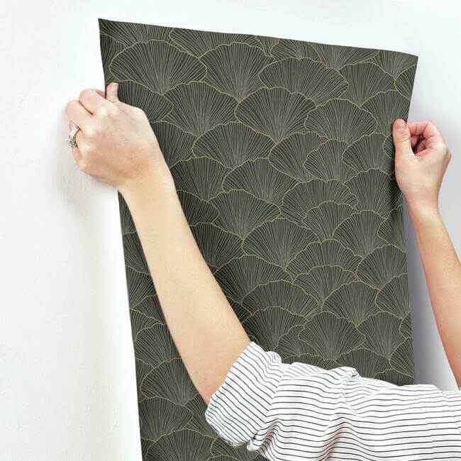 Luminous Gingko Grey Wallpaper - York Wallcoverings - CI2336 - York Wallcoverings Wallpaper