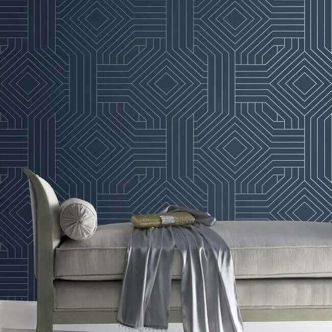 Diverging Diamonds Navy Wallpaper - York Wallcoverings - CI2375 - York Wallcoverings Wallpaper