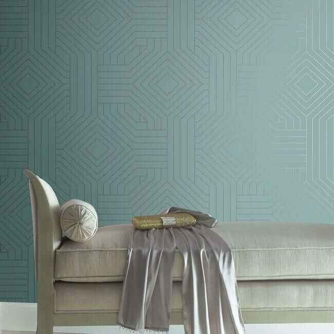 Diverging Diamonds Blue Wallpaper - York Wallcoverings - CI2372 - York Wallcoverings Wallpaper