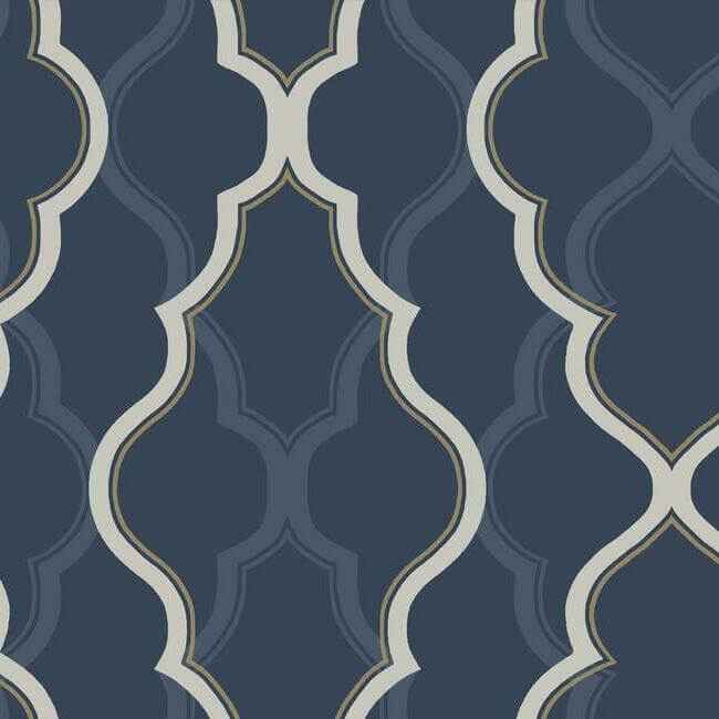 Double Damask Dark Blue Wallpaper - York Wallcoverings - CI2393 - York Wallcoverings Wallpaper