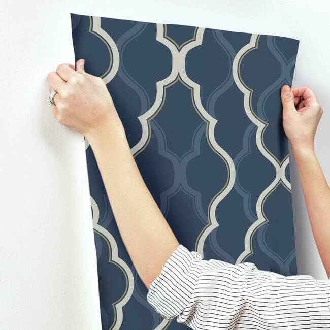 Double Damask Dark Blue Wallpaper - York Wallcoverings - CI2393 - York Wallcoverings Wallpaper