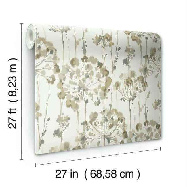 Flourish Taupe Metallic Wallpaper - York Wallcoverings - CN2103 - York Wallcoverings Wallpaper