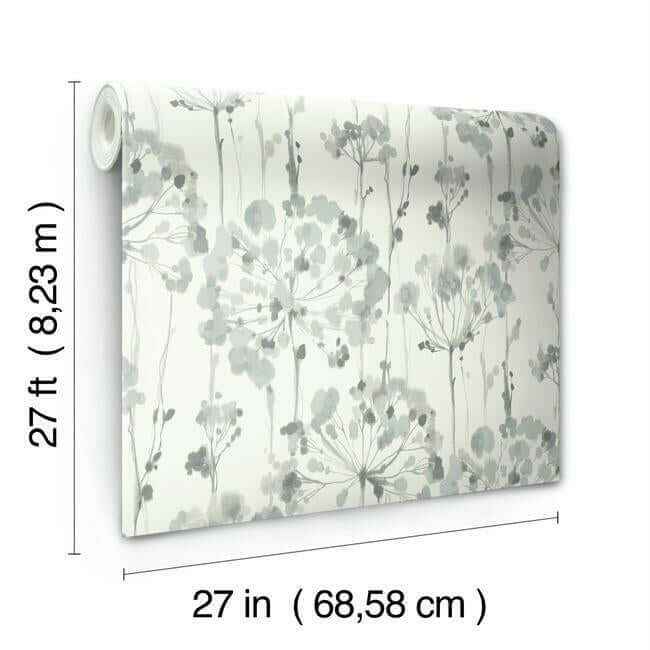 Flourish Blue & Grey Wallpaper - York Wallcoverings - CI2426 - York Wallcoverings Wallpaper