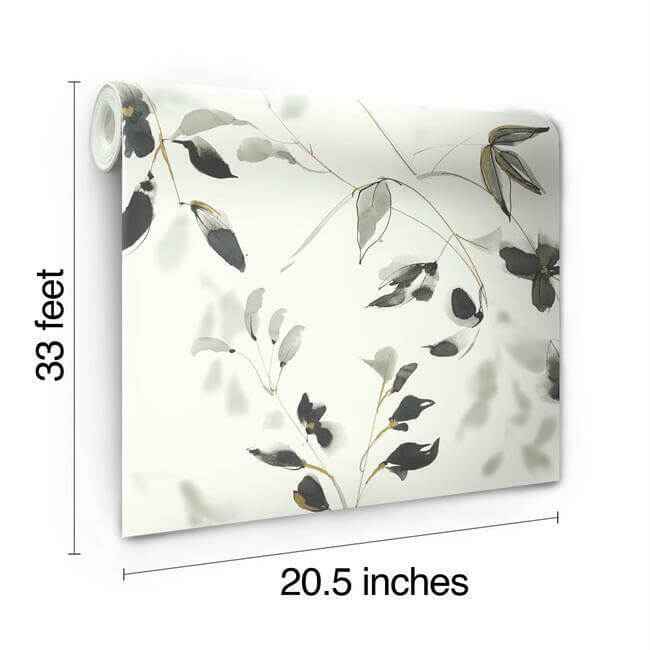 Linden Flower Black Wallpaper - York Wallcoverings - SO2442 - York Wallcoverings Wallpaper