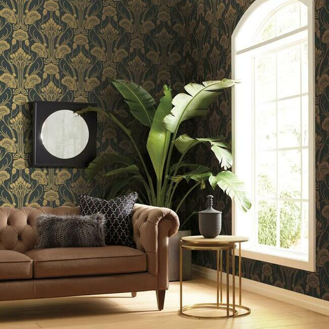 nouveau-damask-wallpaper-black-gold-york-wallcoverings-ca1564