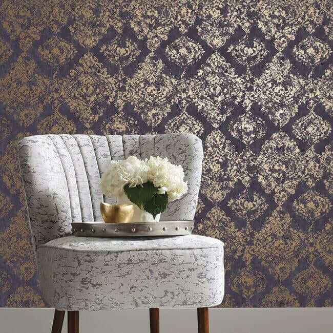 Stargazer Plum & Gold Wallpaper - York Wallcoverings - NW3567 - York Wallcoverings Wallpaper