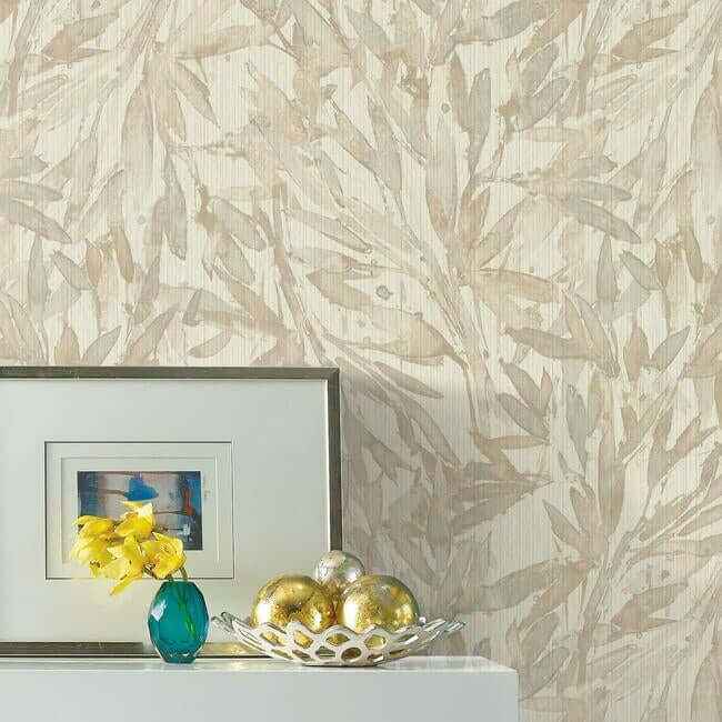 Rainforest Leaves Wallpaper Beige - York Wallcoverings - Y6230701 - York Wallcoverings Wallpaper