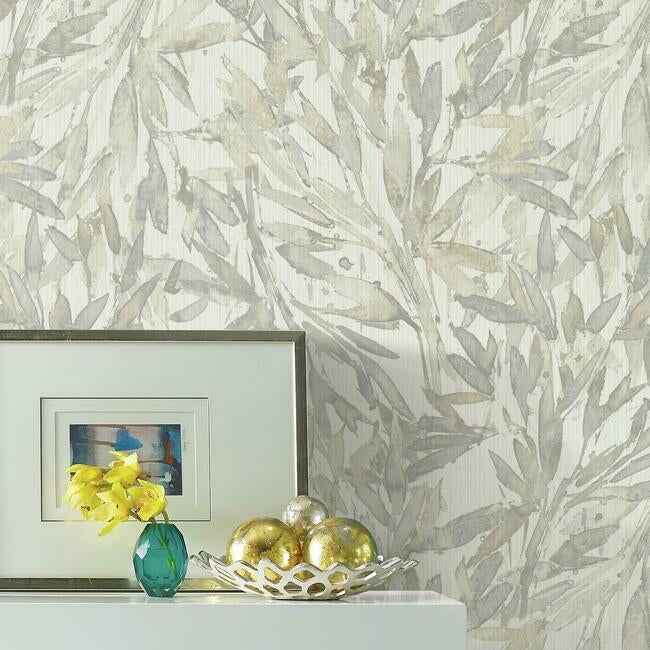 Rainforest Leaves Cream & Grey Wallpaper - York Wallcoverings - Y6230702 - York Wallcoverings Wallpaper