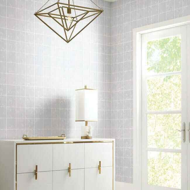 Metal Leaf Squares Silver Wallpaper - York Wallcoverings - KT2103 - York Wallcoverings Wallpaper