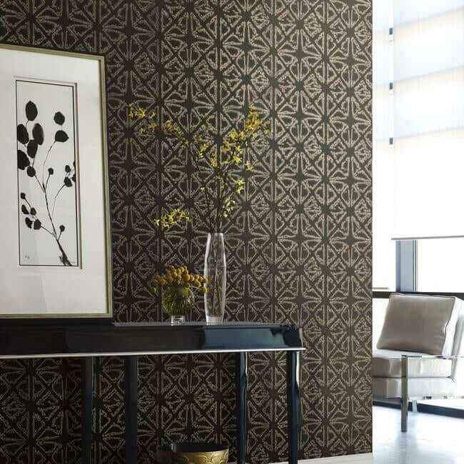 Empire Diamond Black & Gold Wallpaper - York Wallcoverings - KT2110 - York Wallcoverings Wallpaper