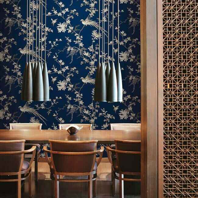 Bird & Blossom Chinoserie Blue Wallpaper - York Wallcoverings - KT2171 - York Wallcoverings Wallpaper