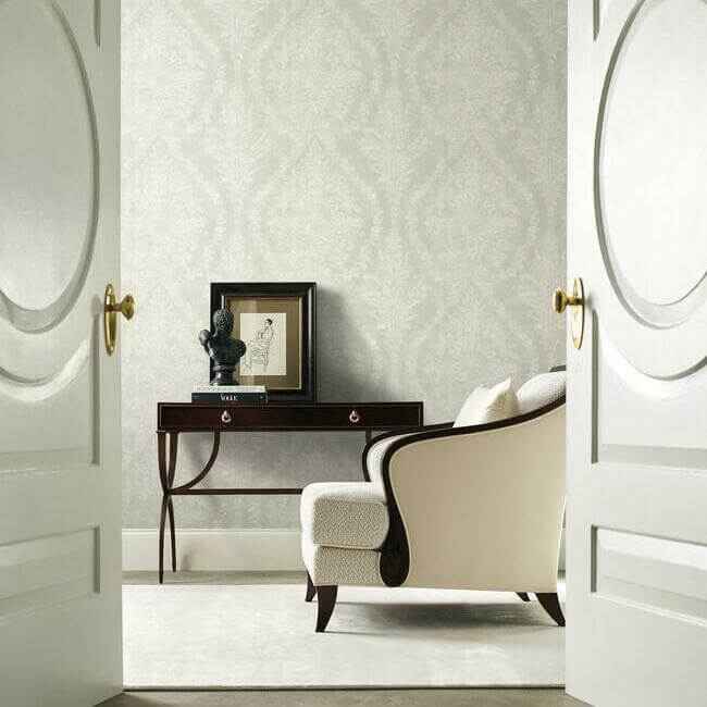 Charleston Damask Cream Wallpaper - York Wallcoverings - KT2214
