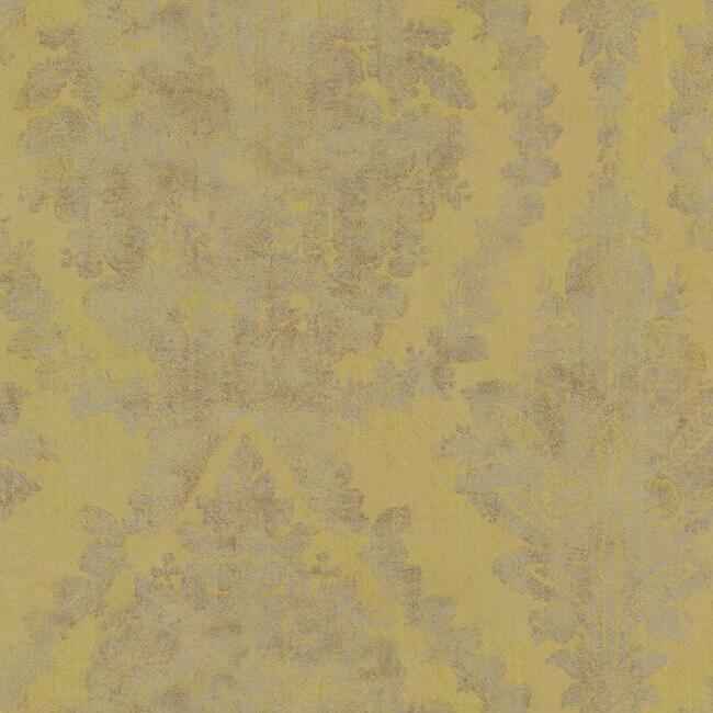 Charleston Damask Yellow Wallpaper - York Wallcoverings - HS7956