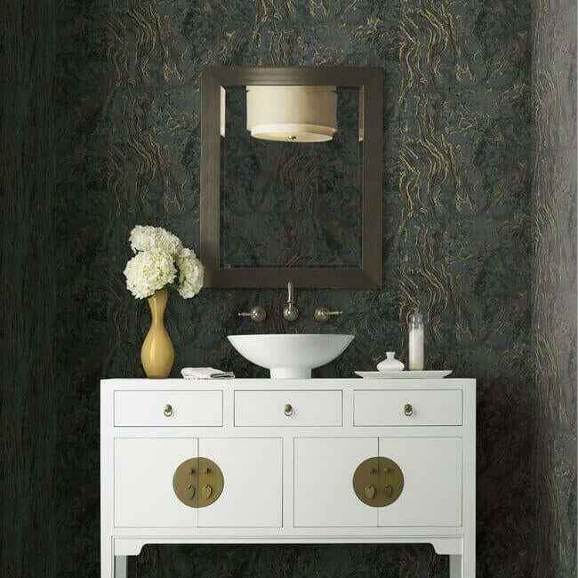 Polished Marble Black Wallpaper - York Wallcoverings - KT2224 - York Wallcoverings Wallpaper