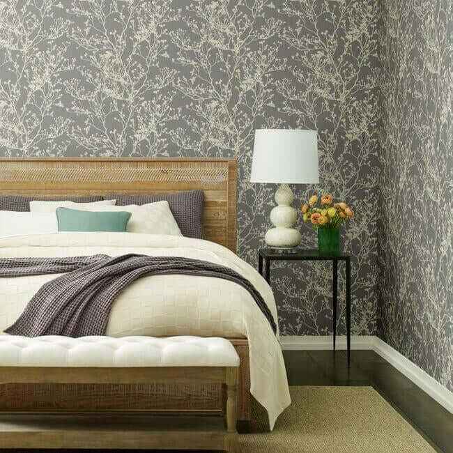 Budding Branch Silhouette Brown Wallpaper - York Wallcoverings - HC7518 - York Wallcoverings Wallpaper