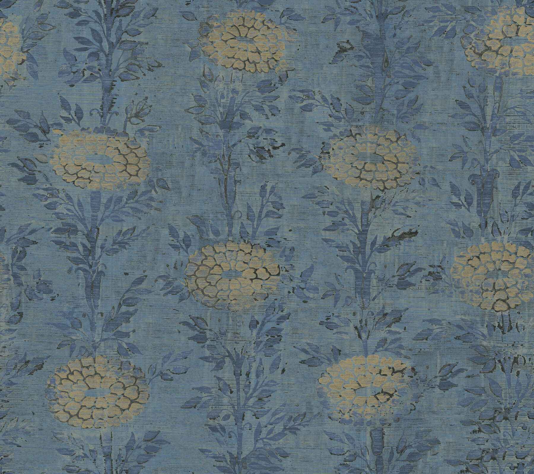 French Marigold Denim & Gold Wallpaper - York Wallcoverings - AF6520