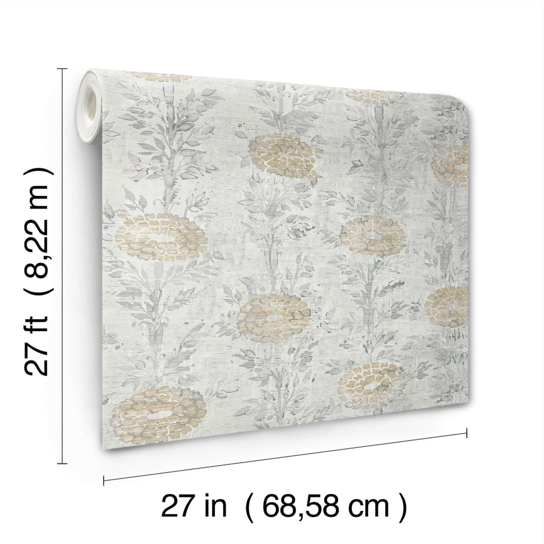 french-marigold-wallpaper-whitegold-york-wallcoverings-af6516 - York Wallcoverings Wallpaper
