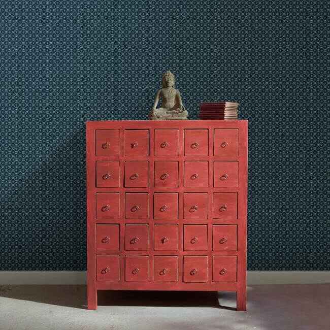 Fretwork Blue Wallpaper - York Wallcoverings - AF6528 - York Wallcoverings Wallpaper
