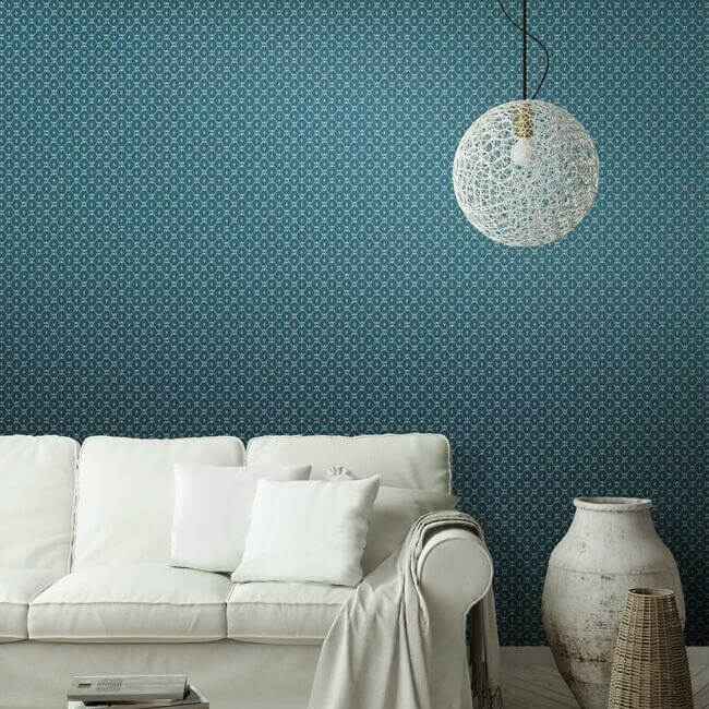 Fretwork Blue Wallpaper - York Wallcoverings - AF6528 - York Wallcoverings Wallpaper