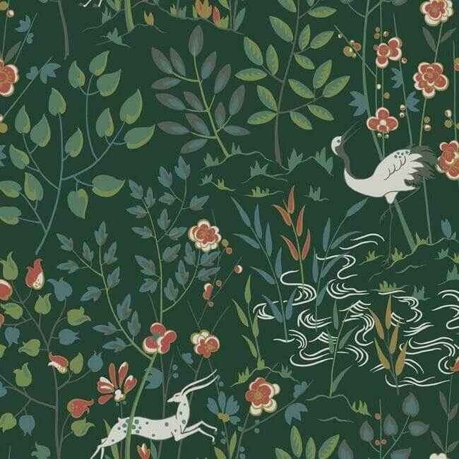 Aspen Dark Green Wallpaper - York Wallcoverings - HO2126