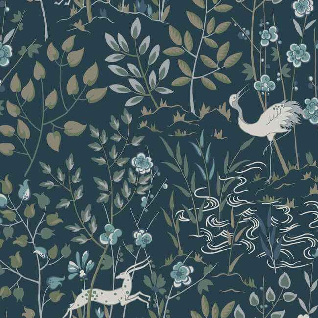 Aspen Dark Blue Wallpaper - York Wallcoverings - HO2128