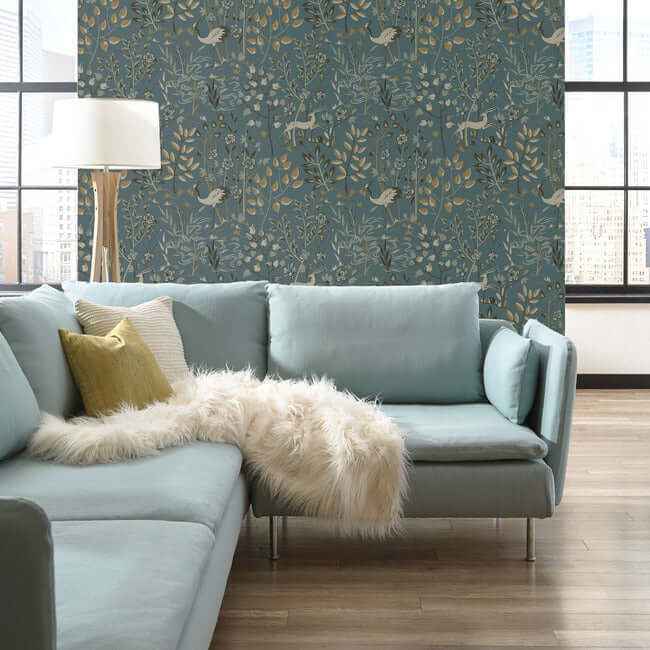 Aspen Teal & Brown Wallpaper - York Wallcoverings - LL4786 - York Wallcoverings Wallpaper