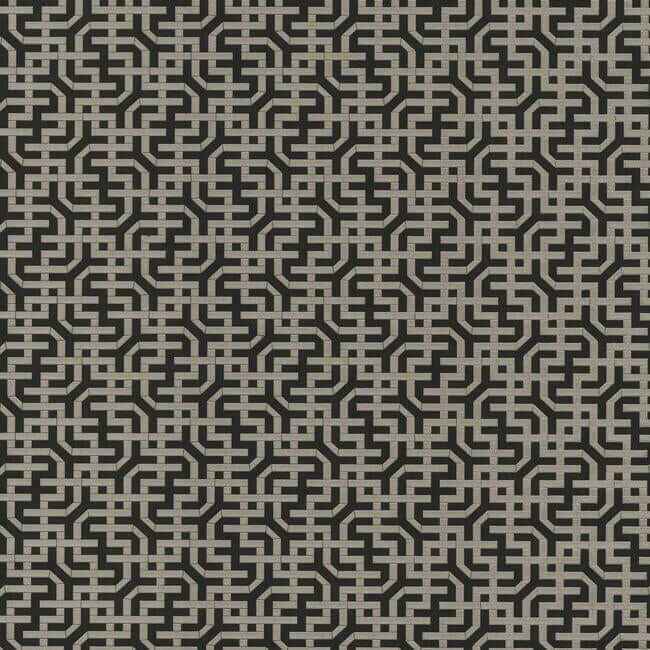 Dynastic Lattice Black Wallpaper - York Wallcoverings - 5801