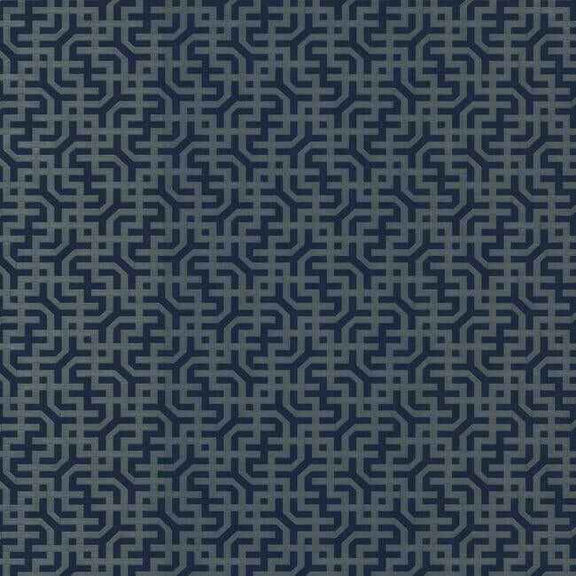 Dynastic Lattice Navy Wallpaper - York Wallcoverings - 5800