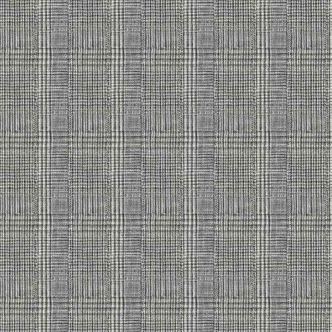 Shirting Plaid Black Wallpaper - York Wallcoverings - HO2170