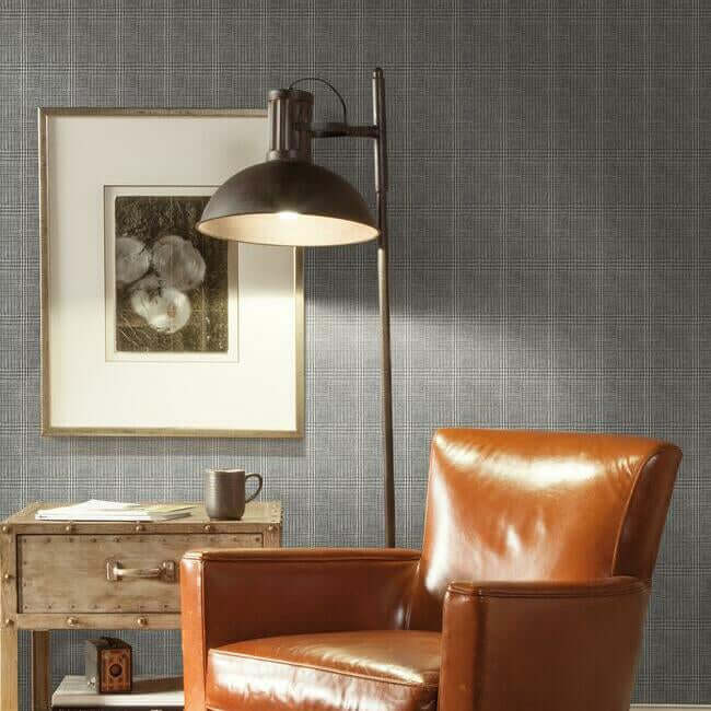 shirting-plaid-wallpaper-black-york-wallcoverings-ho2170 - York Wallcoverings Wallpaper