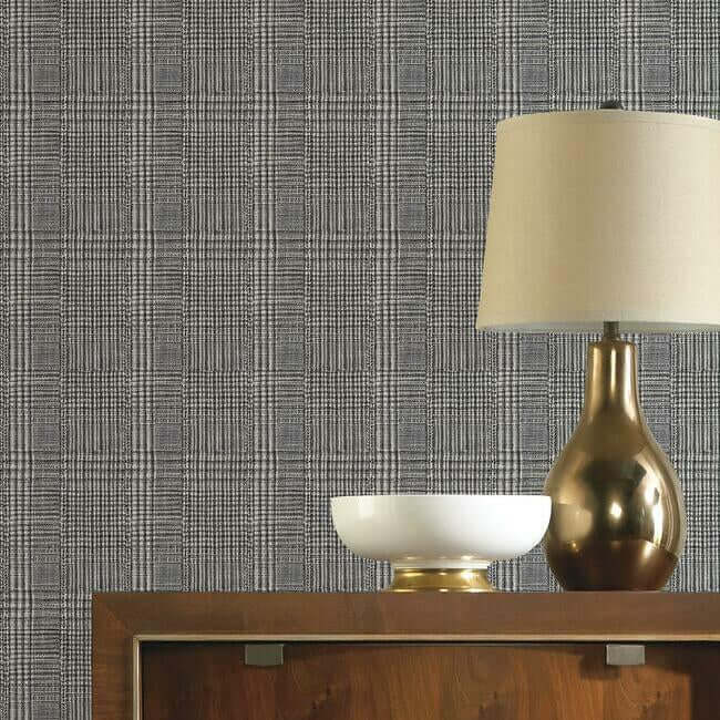 shirting-plaid-wallpaper-black-york-wallcoverings-ho2170 - York Wallcoverings Wallpaper