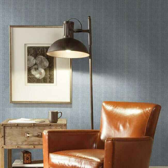 Shirting Plaid Blue Wallpaper - York Wallcoverings - HO2167 - York Wallcoverings Wallpaper