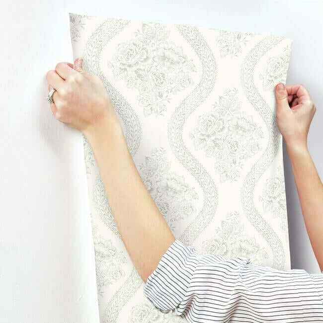 Coverlet Floral Grey & Off White Wallpaper - York Wallcoverings - MH1595 - York Wallcoverings Wallpaper