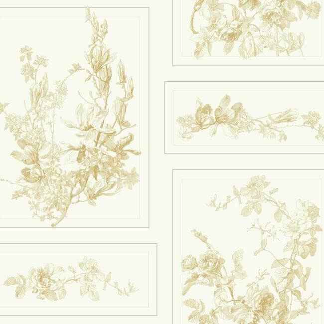 The Magnolia Brown & White Wallpaper - York Wallcoverings - MH1546