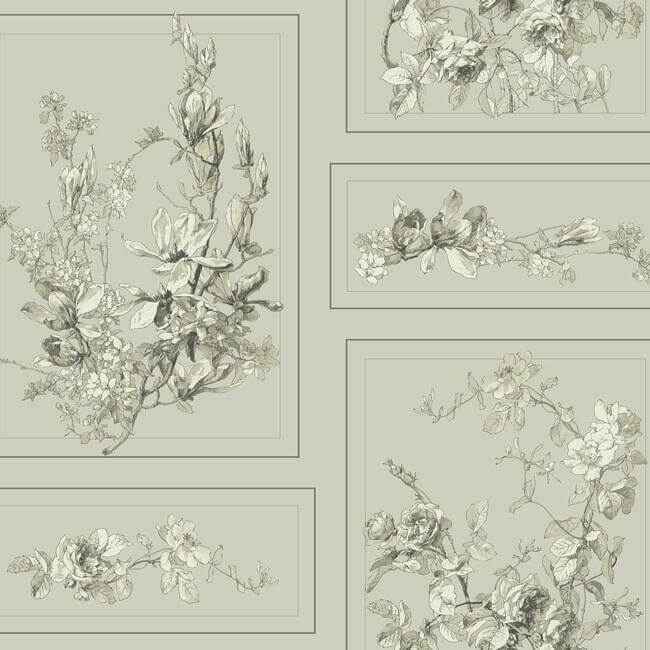The Magnolia Brown & Grey Wallpaper - York Wallcoverings - MH1544